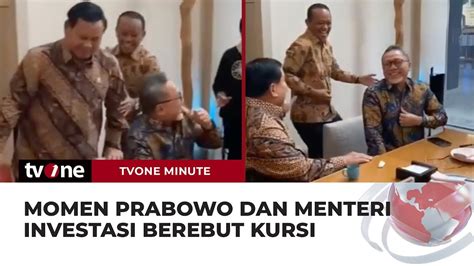 Momen Kocak Prabowo Dan Menteri Investasi Rebutan Duduk Di Samping