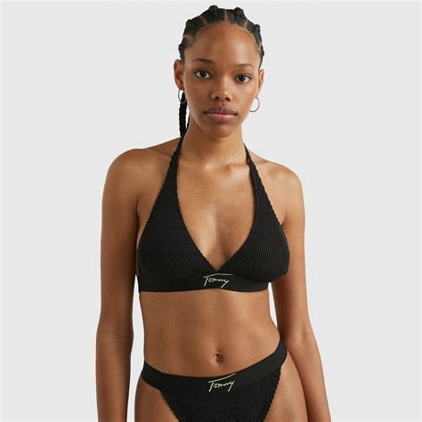 Tommy Hilfiger Halter Triangle Kad N Siyah Bikini St Kadin Mayo