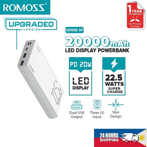 Romoss Sense F W Super Fast Charge Mah Power Bank W Pd