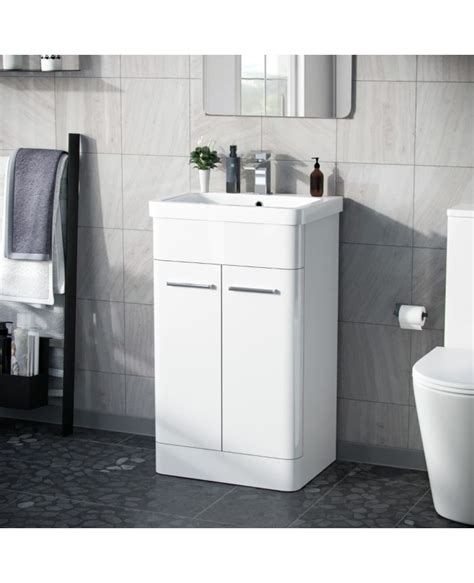 Afern 500mm Freestanding Mdf Vanity Unit Cabinet And Wash Basin White Flat Pack