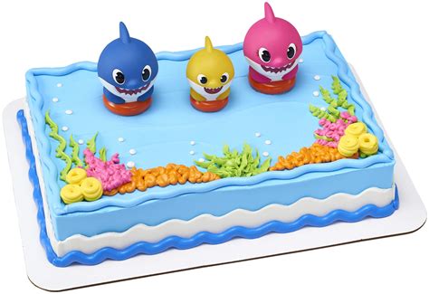 Baby Shark Theme Cake Toppers For Kids Happy Birthday Cake