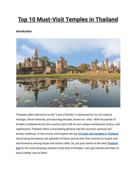 Ppt Top 10 Must Visit Temples In Thailand Powerpoint Presentation