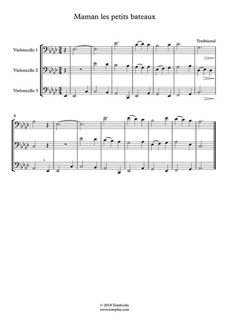 Maman Les P Tits Bateaux Cello 3 Traditional Cello Sheet Music