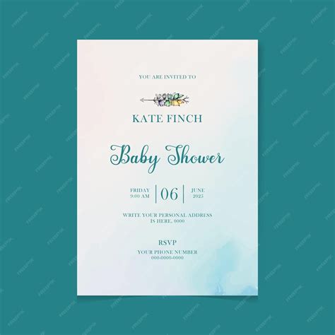 Premium Vector Baby Shower Invitation In Watercolor Style