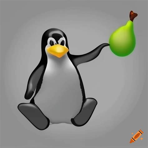 Linux Penguin Holding A Pear Logo Design On Craiyon