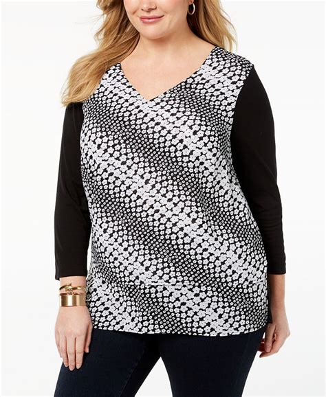 Michael Kors Plus Size Printed Front Top Macys