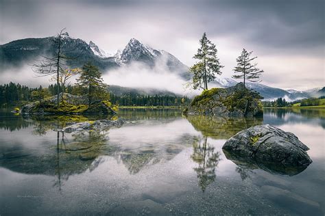 Hd Wallpaper Landscape Photography Of Lake Near Foggy Mountain