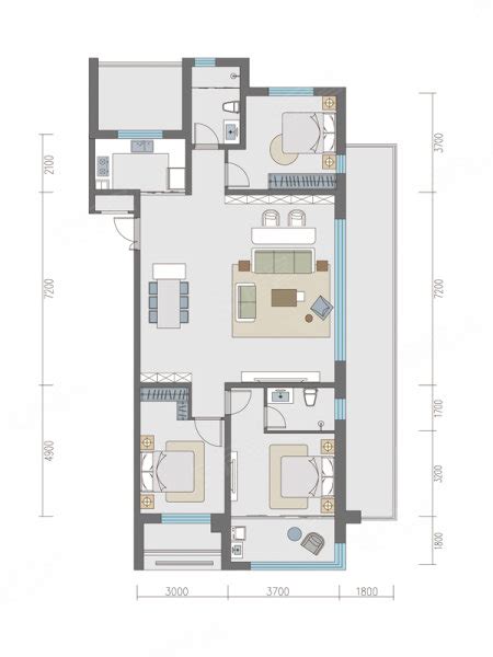 新东升佑园a户型，新东升佑园3室2厅2卫1厨约14900平米户型图，朝南朝向 淄博安居客