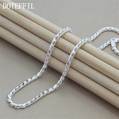 Doteffil Sterling Silver Snake Mm Silver Chain Necklace Fashion