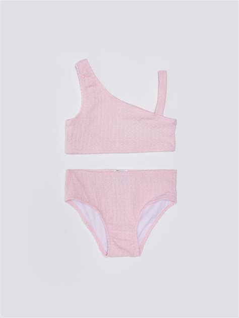 Pembe Kendinden Desenli Kız Çocuk Bikini S3DQ86Z4 SX3 LCW
