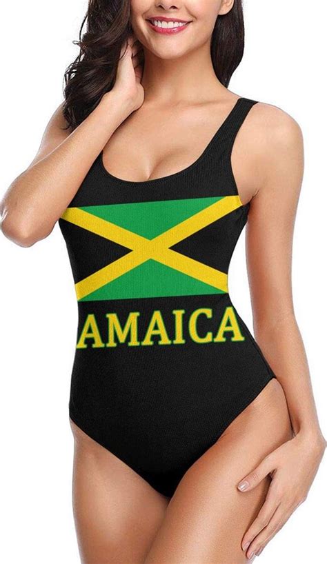 Hairui Yunda Jamaican Flag Womens One Piece Swimsuits Low Back Bathing