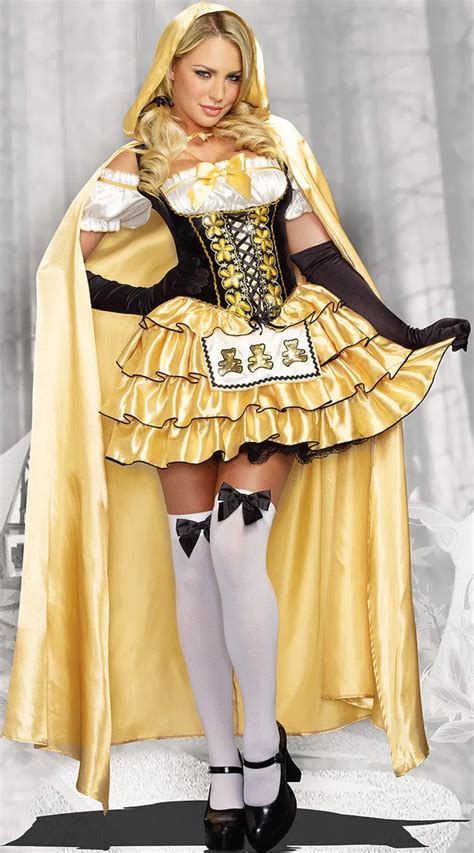 Women Deluxe Sexy Storybook Goldilocks Costume Queen Halloween Cosplay