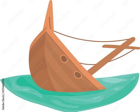 Old Shipwreck Icon Cartoon Vector Pirate Ship Wreck Boat Stock Vector