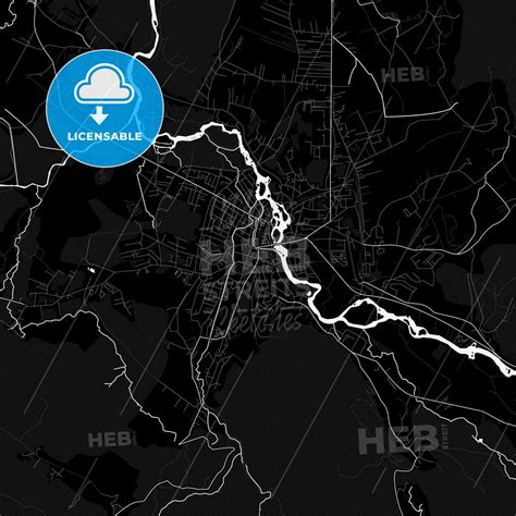 Bihać, Bosnia and Herzegovina PDF vector map black and white - HEBSTREITS