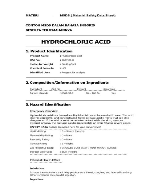 Contoh Msds 2021 Pdf Respiratory System Water