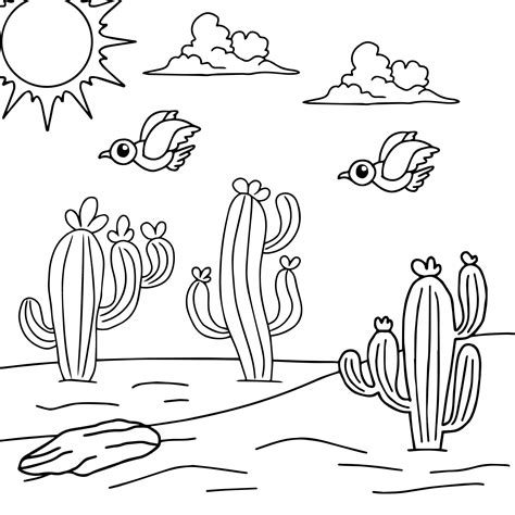 Desenho De Desenho De Paisagem Desértica Para Colorir Para Criança