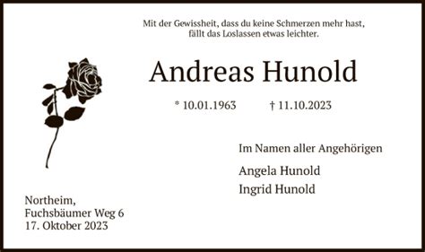 Traueranzeigen Von Andreas Hunold Trauer HNA De