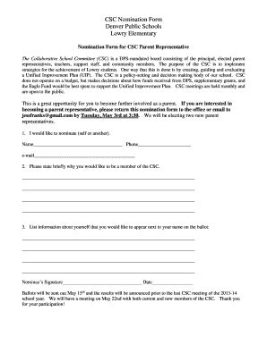 Fillable Online CSC Nomination Form Fax Email Print PdfFiller