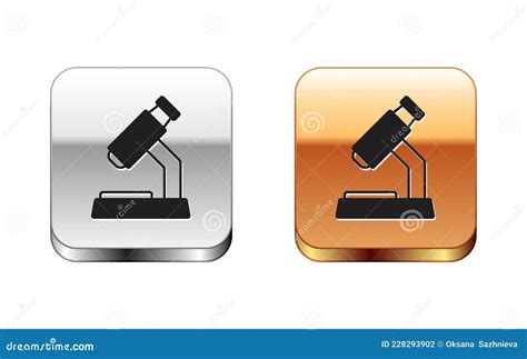 Black Microscope Icon Isolated On White Background Chemistry