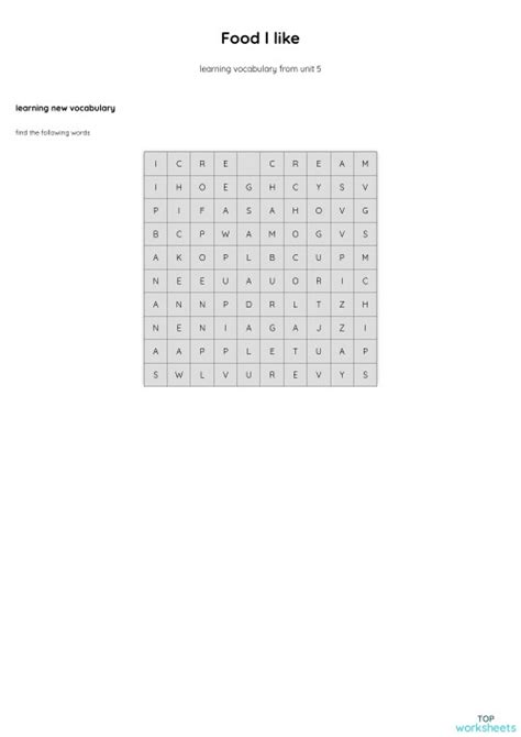 Food L Like Interactive Worksheet Topworksheets