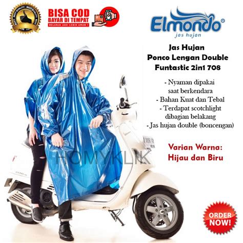 Jual Jas Hujan Dewasa Elmondo 2 In1 Funtastic Dua Kepala EPC 708 Mantel