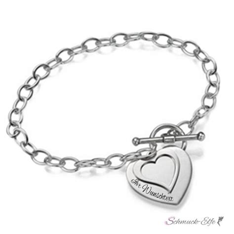 Armband Herz Silber Gravur Option Silver Bracelet