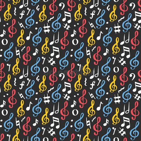 Music Note Seamless Pattern Vector Illustration Hand Drawn Sketched