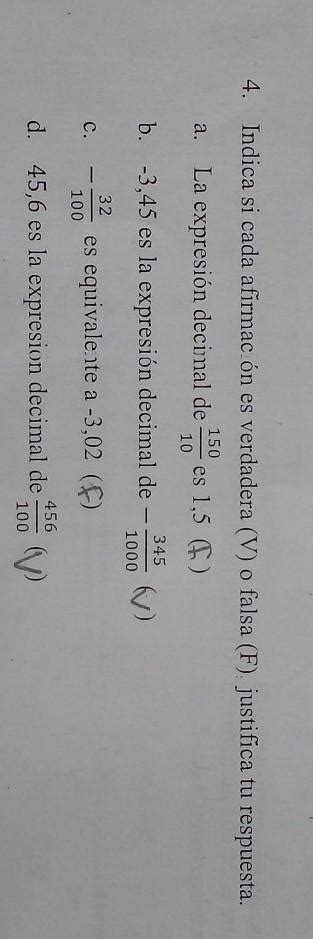 indica si cada afirmación es verdadera o falsa F justifica tu respuesta