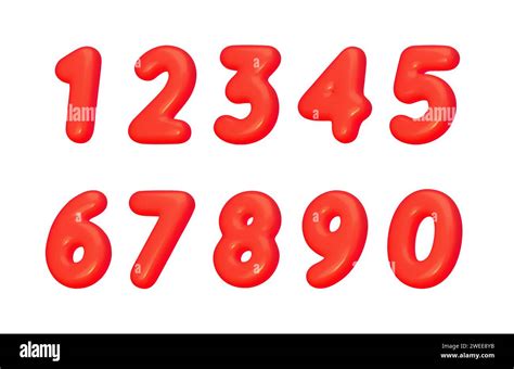 Realistic 3d Numbers Red Color Number In The Form Of Pastel Balloons