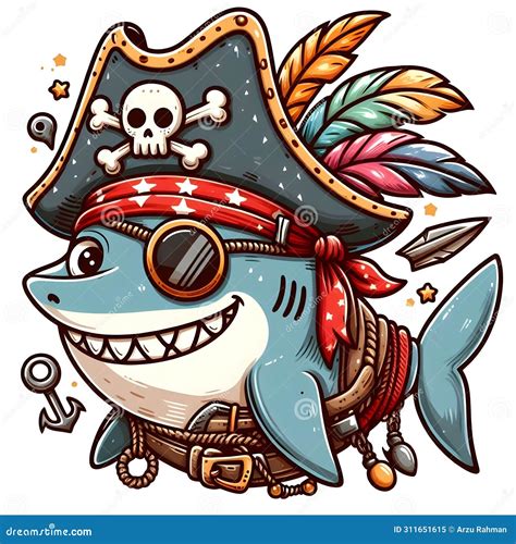 Cartoon Pirate Shark Stock Illustration Illustration Of Sublimation