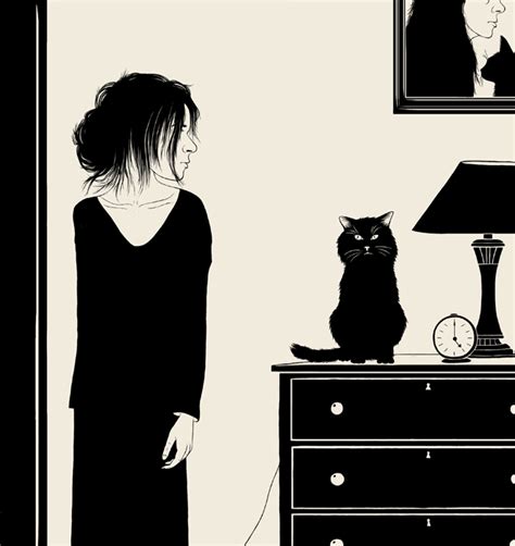 Иллюстрация «Она и её кот»© в стиле графика | Illustrators.ru