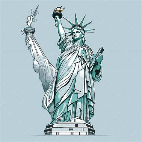 Vector De Clipart Da Estátua Da Liberdade Vetor Premium