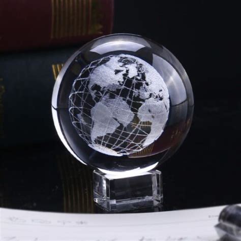 60mm 3d Crystal Earth Ball Glass Laser Engraved Miniature Earth Model Sphere Ebay