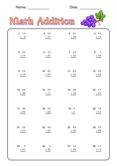 Addition Timed Test Printable