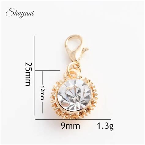 259mm Fashion Gold Color Dangle Charms With Lobster Clasp Crystal