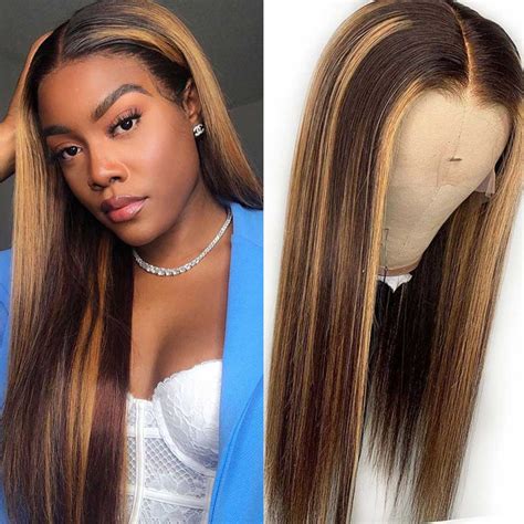 Honey Blonde Highlight Wig Color 427 Straight 13x4 Lace Frontal Wig