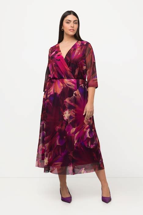 Floral Print Chiffon Wrap Look Midi Dress More Dresses Dresses