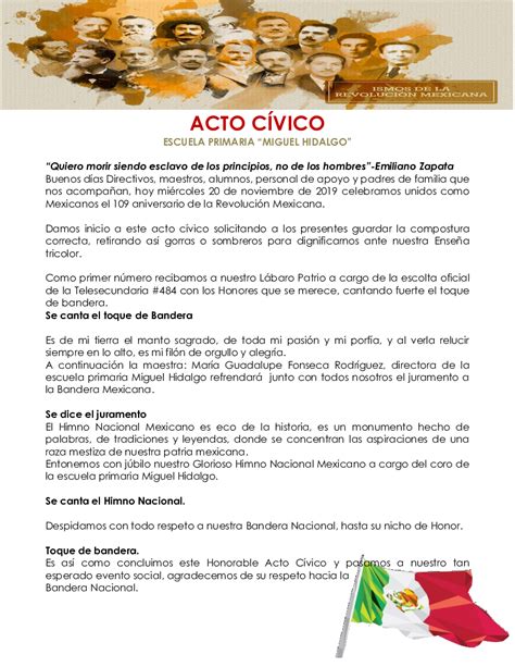 Programa Civico Para Honores A La Bandera Nbkomputer