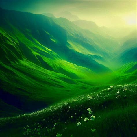 premium ai image  green mountain landscape   green valley