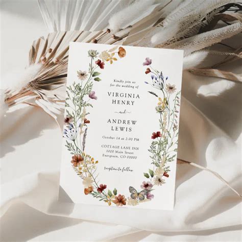 Boho Wildflower Wedding Invitation Zazzle