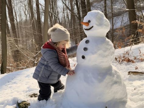 Premium Photo | Kids building a snowman in winter day