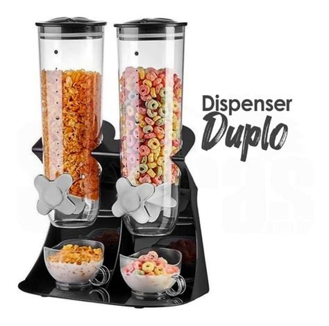 Dispenser De Cereais Duplo Redondo Preto Sf Mimo Style Frete Gr Tis