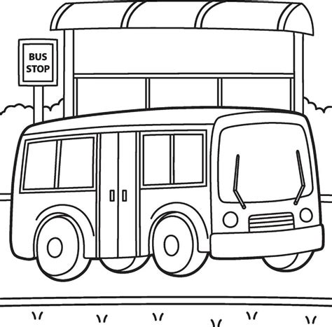 Kolorowanka Autobus Z Szyldowym Przystankiem Autobusowym Pobierz
