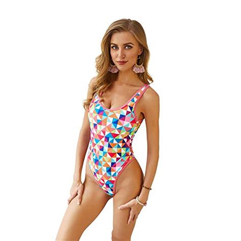 High Waist Padded Striped Printed Backless Bikini WF Shopping