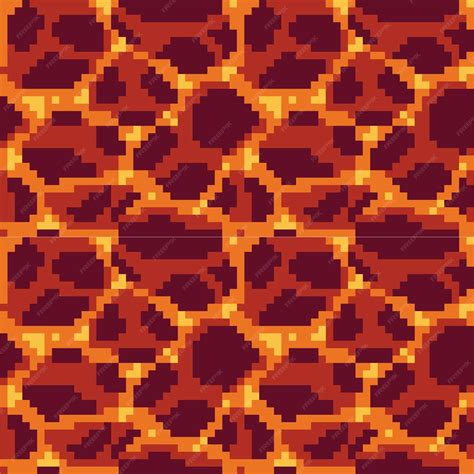 Premium Vector | Lava pixel art texture Magma tile seamless pattern 8 bit sprite