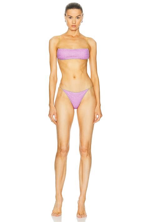 Oseree Lumi Re Bicolor Bikini Set In Glicine Lime Fwrd