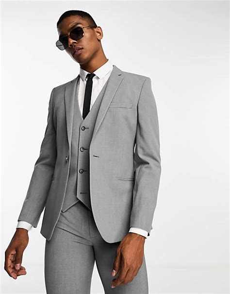 Asos Design Super Skinny Suit Jacket In Grey Asos