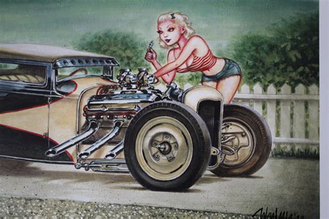 Signed Keith WEESNER Poster Print Vtg Ford Hot Rod Coupe Oop Cad V EBay