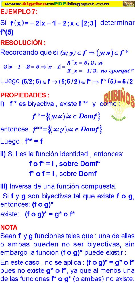 ALGEBRA DE FUNCIONES EJERCICIOS RESUELTOS PDF