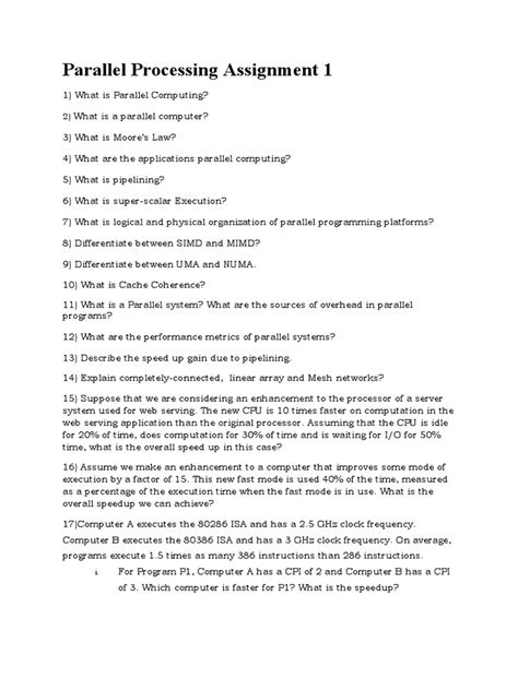 Parallel Processing Assignment 1 | PDF